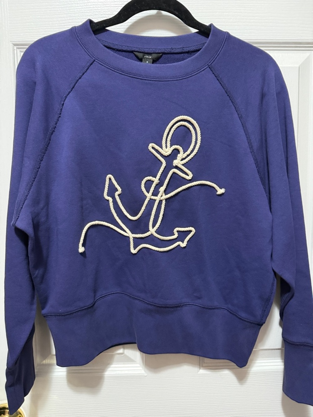 J. Crew Purple Sweatshirt with Cream Anchor Rope Detail